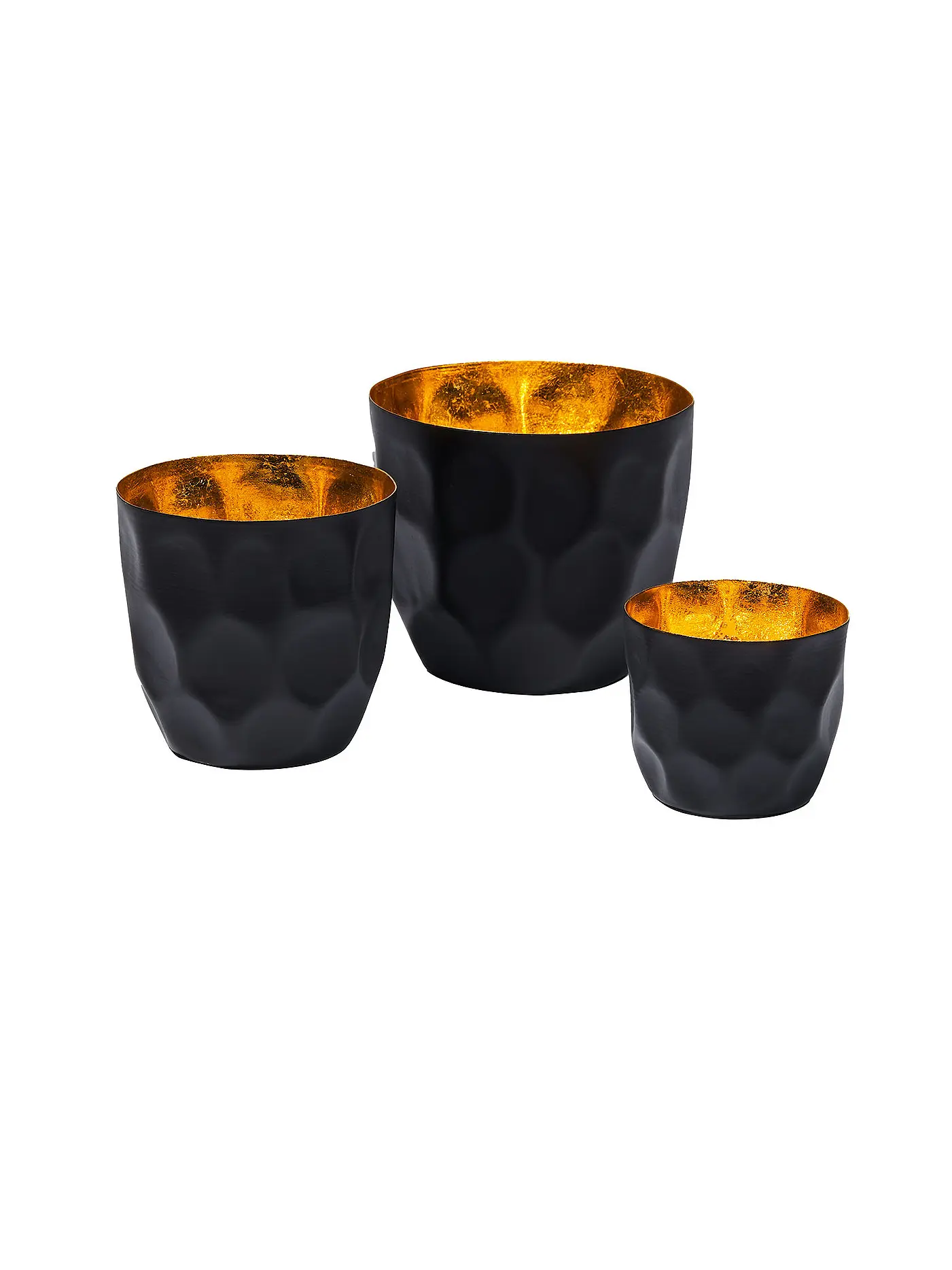 PHILIPPI | Teelichthalter Set CASA 3tlg. Braun / Gold | 